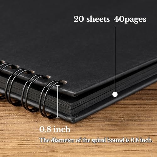 potricher 8 x 8 Inch DIY Scrapbook Album 40 Pages with Kraft Paper, Black | Thick Kraft Paper Scrap Book Photo Albums, Memory Book for Wedding, Anniversary, Baby, Family, Travel, DIY Projects
