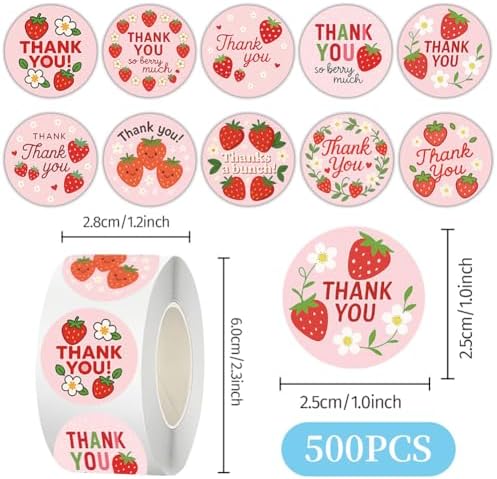 Strawberry Stickers,500Pcs Red Glitter Laser Strawberry Decals for Kids Fruit Themed Party Decor Scrapbooking Card Making Gift Wrapping Classroom Rewards 2