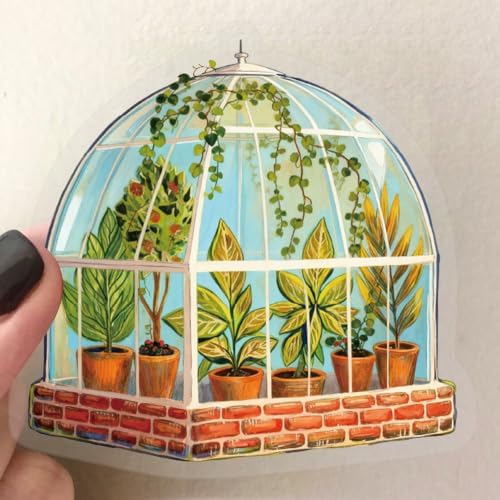 50PCS Transparent Greenhouse Plants Stickers Nature Botanical Floral Aesthetic PET Sticker Waterproof Decorative Decal for Scrapbook DIY Crafts Journal Planner Water Bottles Laptop Phone (Green)