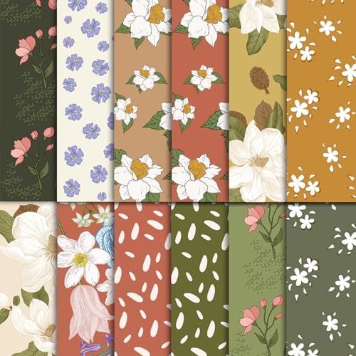 48 Sheets Vintage Floral Scrapbook Paper,Vintage Floral Pattern Decorative Scrapbook Paper for Journals DIY Cards and Photo Albums,Aesthetic Craft Supplies