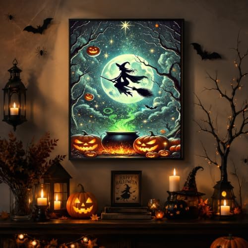 Witch Paint by Numbers Kit for Adults Beginner with Framed 10x12 Inch