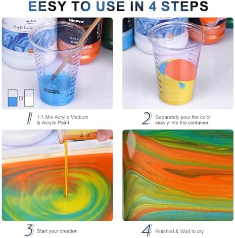 Nicpro Pouring Medium for Acrylic Paint 8.45oz/250ml, Acrylic Paint Thinner