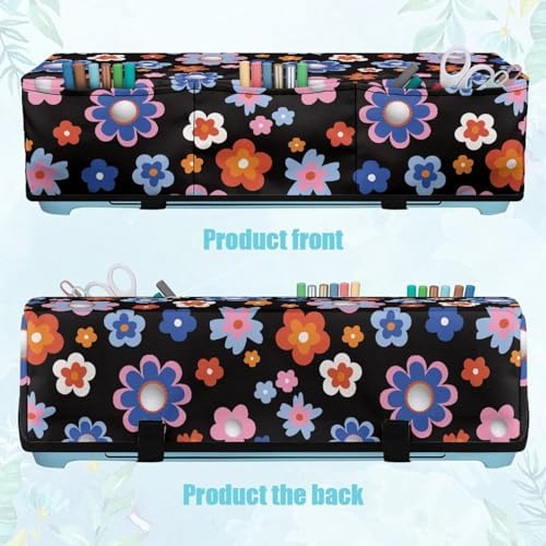 Binienty Black Hippie Flower Die-Cute Maker Covers Protective Dust Cover Compatible with Cricut Maker 3, Cricut Explore, Cricut Air 2, Cutting Machines Accessories