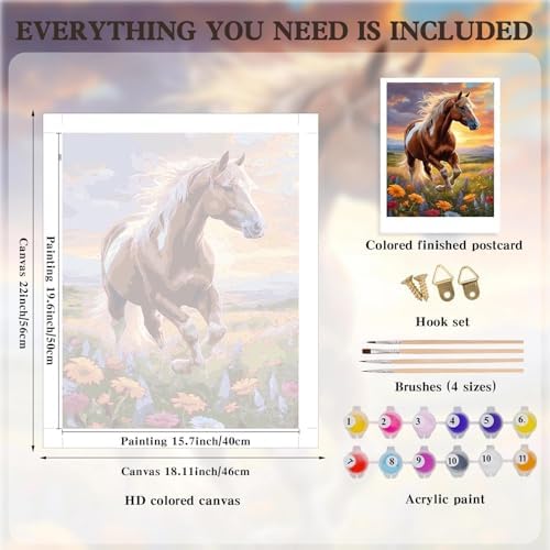 Alptiny Running Horse Paint by Numbers Kit for Adults Beginner, 16x20 Inch