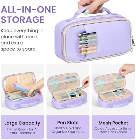 Taja Cute Pencil Case With School Supplies, 39 PCS, Stationery Set, Lilac