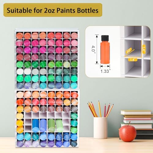 Krafetto 2 Pack 64-Grid Paint Organizer for 2 Oz Bottles, Wall Mount