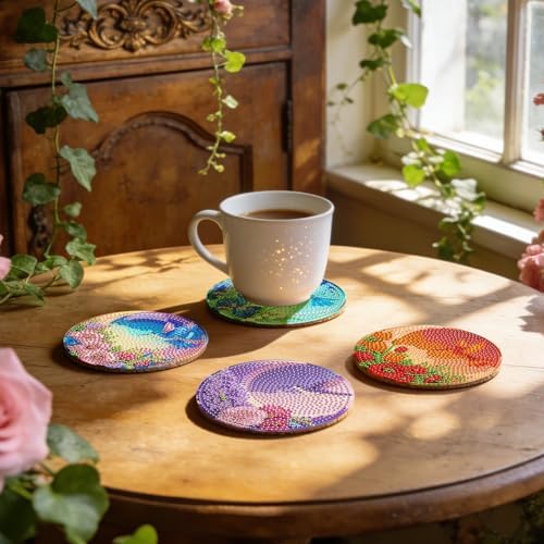 Leatrice 8 PCS Small Diamond Art Coasters Diamond Painting Kits for Adults