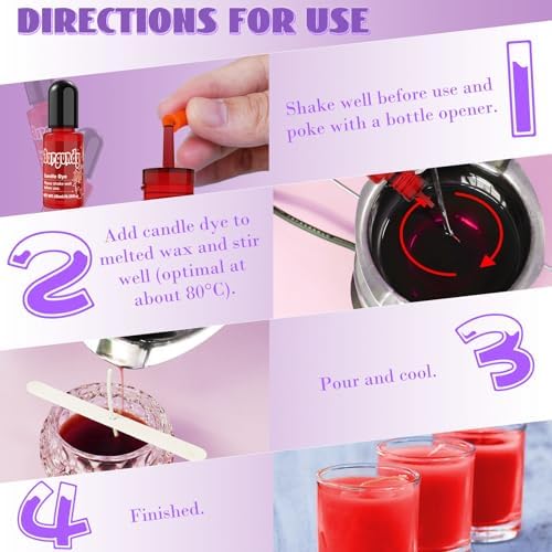 Candle Dye - 36 Colors Candle Color Dye, Non-Toxic, Highly Concentrated Candle Wax Dye for DIY Candle Making, Liquid Oil-Based Candle Dye for Soy Wax, Beeswax, Gel Wax - 10ml/Bottles