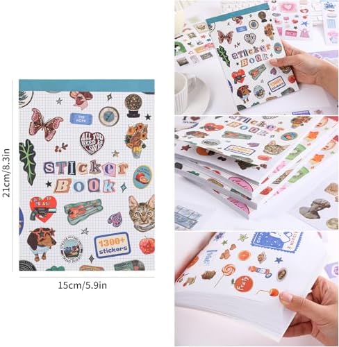 Girl's Korean Sticker Book, Food and Daily Life Theme - 1300+ Cute Dream Style Foodie Stickers, for DIY Scrapbooking Journaling Handbook Decoration Blue