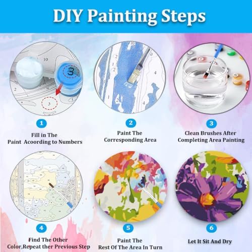 Artunion Wild Flowers Paint by Numbers Kit for Adults,Flower Canvas Paint by Number Kits, DIY Oil Painting Paint by Number Kits on Canvas Arts Craft for Home Wall Decor 16x20 Inch