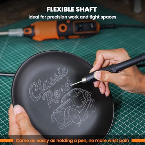 HARDELL 180W Corded Rotary Tool Kit 6 Variable Speeds with Flex Shaft | 8000-35000RPM 153pcs Accessories Kit for Sanding, Polishing, Cutting, Engraving,Carving, DIY Crafts