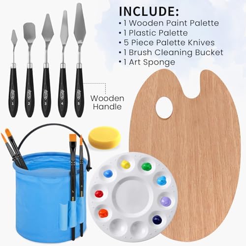 ARTALLY 66-Piece Acrylic Painting Kit with Desktop Easel,32 Colors Acrylic Paint Set(22ML), Paint Brush Set & Case, Brush Basin, Complete Art Supplies Painting Set for Adults, Artists, Beginners