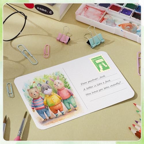 Prudiut 100 Pack Watercolor Postcards 4x6 In, 140Lb/300Gsm