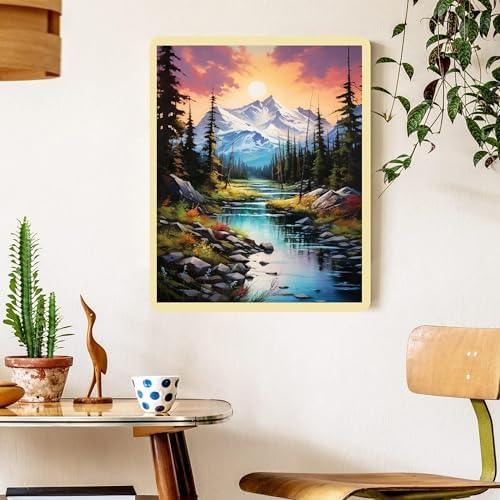 Mountain Paint by Numbers for Adults - Landscape Paint by Number on Canvas