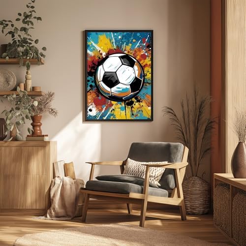 Reivworl Soccer Diamond Art Kits for Adults Beginner 12×16 inch