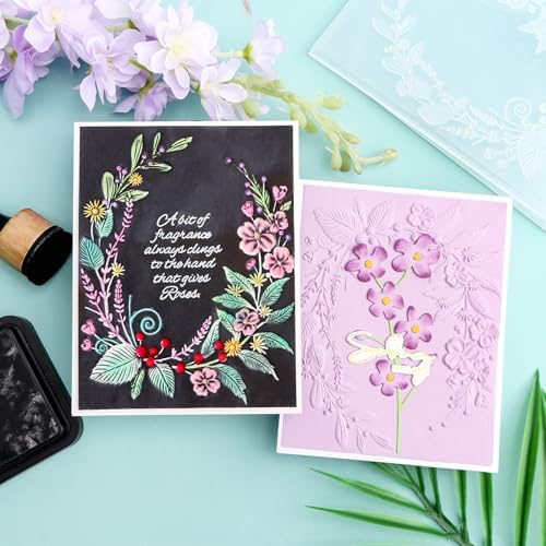 BAOFALI 3D Cherry Blossom Leaf Plastic Embossing Folders for DIY Scrapbooking Photo Album Card Paper Craft Decoration for Card Making,Embossing Template Paper Card Embossing Stencil