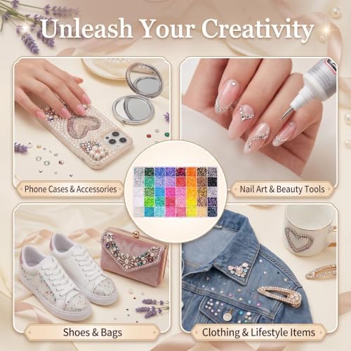 40000 Pcs Bedazzling Kit Resin Rhinestones Flatback Gems with Tool and Glue