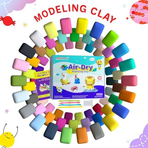 Aestd-ST Air Dry Clay 66 Colors, Modeling Clay for Kids, DIY Magic Clay