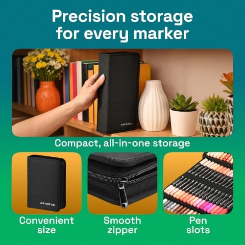 ARTISTRO 100 Dual-Tip Acrylic Paint Marker Pens with Storage Bag