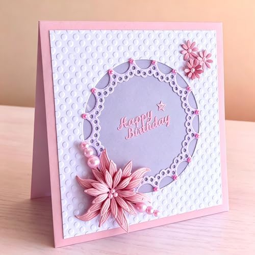 Lapoo Words Cutting Die for Scrapbooking - Durable, Cut Stencils for DIY Scrapbook Photo Album Decorative Paper Card, Card Making Supplies Party Wedding Decorations (Happy Birthday 3.1 x 3.1 in)