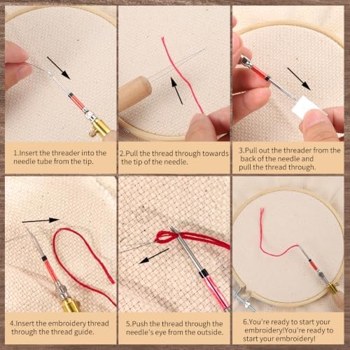 14-Piece Punch Needle Kit, Adjustable Embroidery Pen Set with Box, Pink