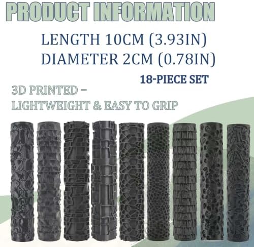 18-Piece Texture Roller Set, Tabletop Terrain Road Pattern Tool