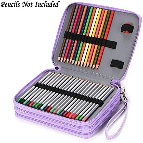BTSKY Deluxe PU Leather Pencil Case For Colored Pencils - 120 Slot, Purple