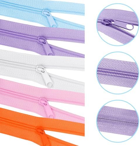 DOITEM 31 Yards 10 Pieces Sewing Zippers #3 Nylon Coil Zippers Assorted Zipper for Sewing with 40 Zipper Sliders for Tailor Sewing Crafts Supplies, 10 Color