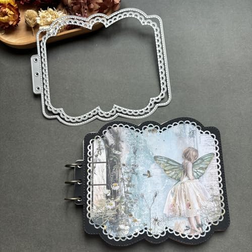 LZBRDY Vintage Charm Lace Frame Die-Cut - Carbon Steel Crafting Dies for Scrapbooking, Card Making, Greeting Cards and Journaling Supplies (Special Type Loose Leaf 6.9 x 5.7 in)