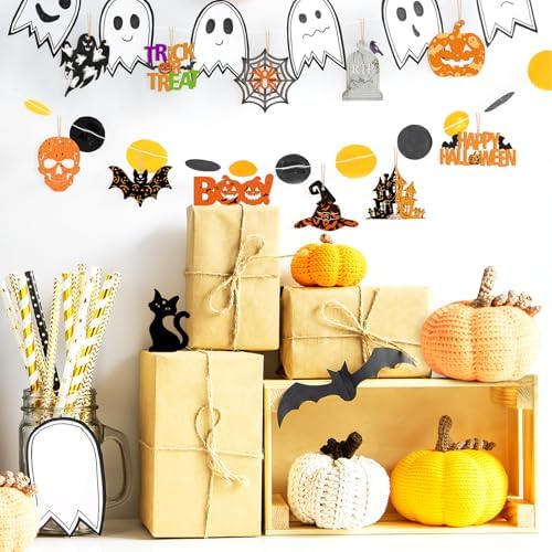 80PCS Wooden Halloween Ornaments to Paint Fall Decorations,10 Styles DIY Blank Autumn Unfinished Wood Skull Pumpkin Ghost Bat Boo Trick or Treat Halloween Cutouts Ornament for Crafts Party Hanging