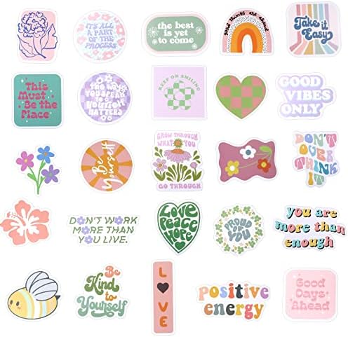 100PCS Cute Preppy Stickers Pink Motivational Vinyl Waterproof Stickers for Laptop Bumper Water Bottles Computer Phone Hard Hat Car Inspirational Decals for Adults Women Kids Teen Girls