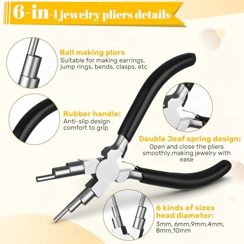 Mudder 2 Pcs Jewelry Making Tool 6 in 1 Bail Making Plier,Black