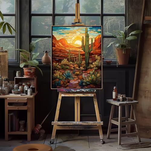 Natuyalo Paint by Numbers Kit for Adults - Cactus DIY Adult Paint by Number Kits Wilderness Landscape Acrylic Canvas Painting for Adults Beginners Kids Art Crafts Without Frame, 16x20 Inch