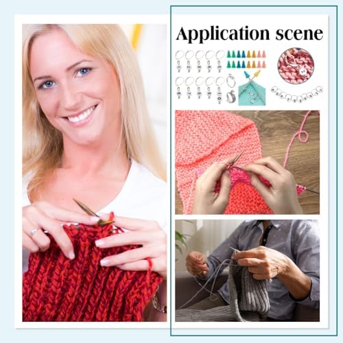 NBEADS Knitting Row Counter Chains Kits, Including 10Pcs Number Beads Stitch Markers 20Pcs Knitting Needle Stoppers 1Pc Counter Chains 2Pcs Yarn Guide Finger Holders for DIY Knitting