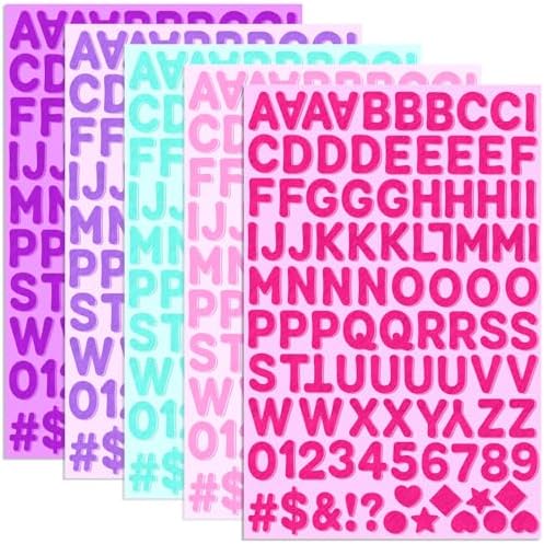 Felt Letters,490 Pcs Felt Stickers 1 Inch Alphabet Number Sticker(Pink)