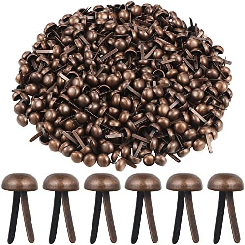 Hotop 500 Pcs Brad for Paper Crafts Metal Paper Fasteners, Red Bronze
