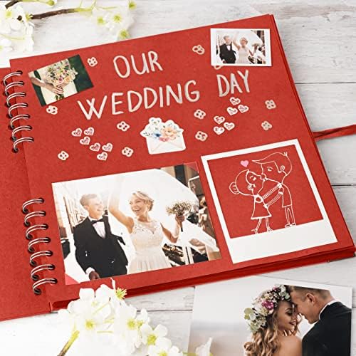 Bstorify 10 x 10 Inches Scrapbook Album 70 Pages Red | Hardcover with Thick 200 GSM Kraft Paper, Ideal for Your Scrapbooking Albums, Art & Craft Projects (Red, 10 x 10 Inch)