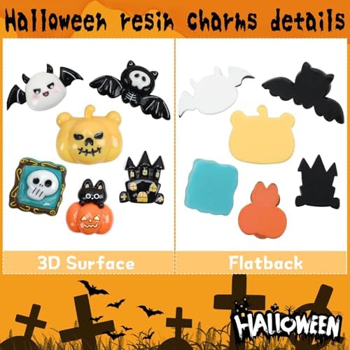 60Pcs Halloween Resin Charms Flatback Spooky Slime for DIY Crafts