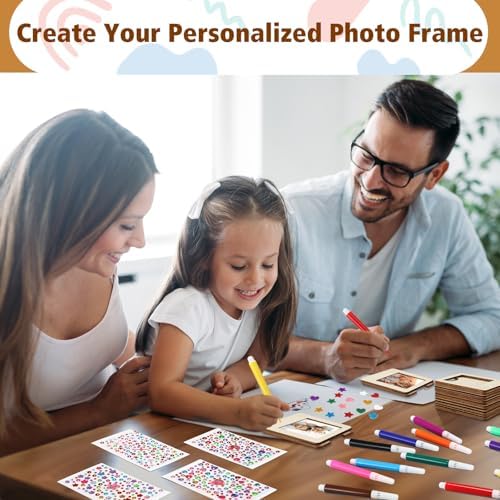 Yalikop 12 Pack Mini Picture Frame Craft Wooden Magnetic Photo Frame Curved