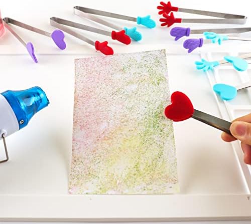 9PCS/Set Heat Resistant Craft Tongs for Card Making Silicone Non-Slip Handle It Tool To Hold Card or Craft Heat Embossing Projects Arts Crafts Scrapbooking Tools Handmade Crafts Scrapbooking Supplies