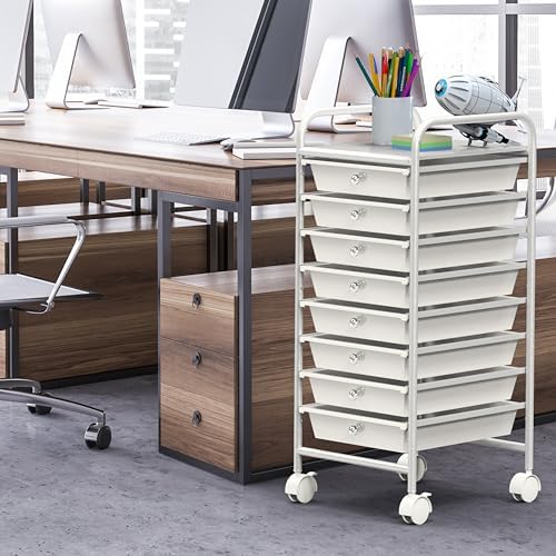 Simple Houseware 8 Drawers Rolling Utility Cart Art Craft Storage, White