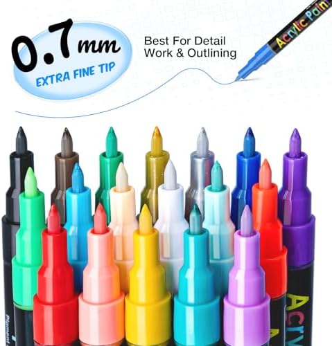 JR.WHITE Extra Fine Tip Acrylic Paint Pens Markers Set of 18: 0.7mm Fine Tip for Easter Eggs Decorating, Rock Painting, Glass, Wood, Ceramic – Easter Crafts, Scrapbooking Supplies, Drawing Art Crafts