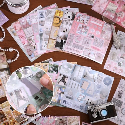 Girl's Japanese Retro Sticker Book, Nostalgic Theme - 700+ Japanese dreamcore Style Glitter Stickers, for DIY Scrapbooking Journaling Handbook Decoration