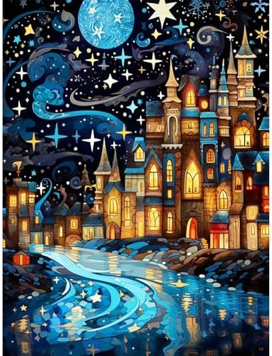 Lophomie Diamond Art Kits for Adults, 5D Starry Night Diamond Painting Kits
