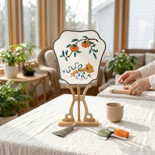 QIZUOLIFE Chinese Embroidery Fan Kit for Beginners