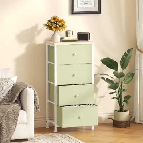 Sweetcrispy Dresser for Bedroom, 4 Drawer Storage Cabinet, Tall Nightstand