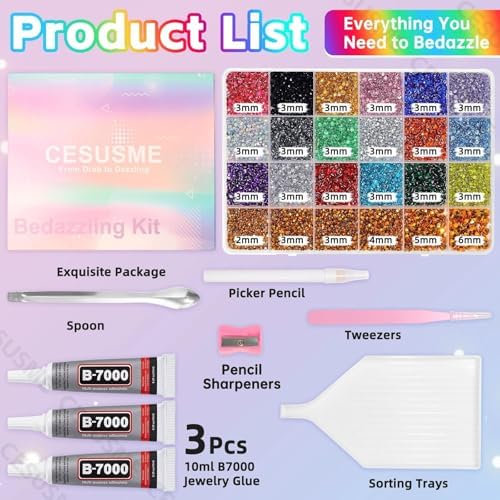 28000 Pcs Color Rhinestones Bedazzling Kit, Resin Bedazzling Rhinestones