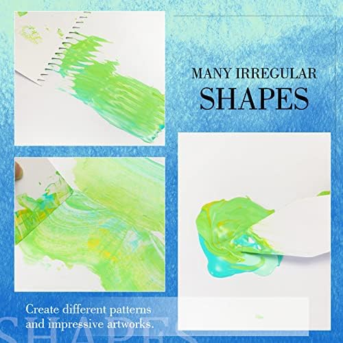 Potchen 30 Pcs Acrylic Pouring Swipe Painting Tools Supplies Acrylic Pouring Tools Supplies Brush Paint Scrapers 25 Pcs Swipe Accessories and 5 Brush for Painting Technique