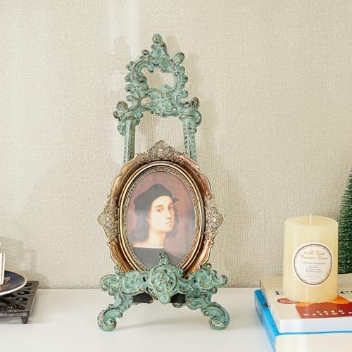 Sungmor Vintage Cast Iron Cookbook Stand, 15.5 Inches Tall Antique Green