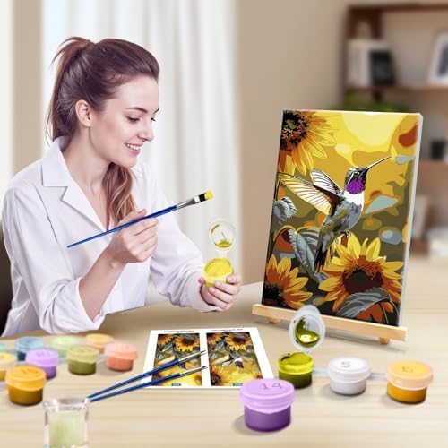 JOOZ Framed Paint by Numbers Kit for Adults, Hummingbird, 8x12 Inch